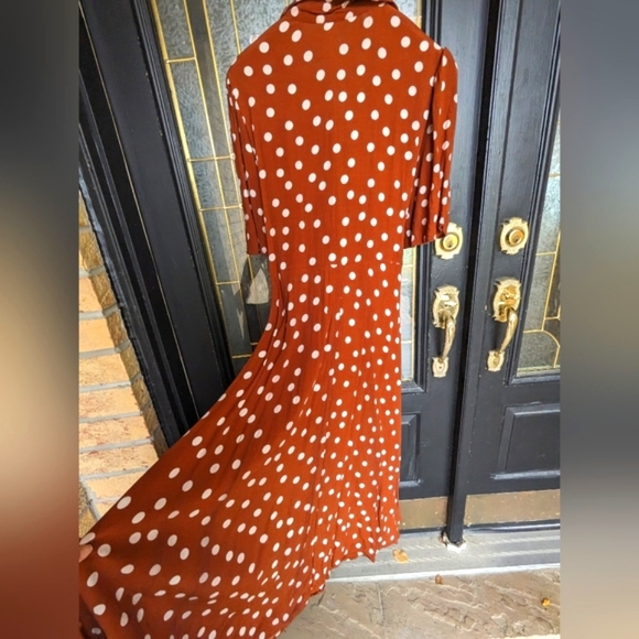 Brown and Cream Polka Dot Maxi Dress - Picture 3 of 9
